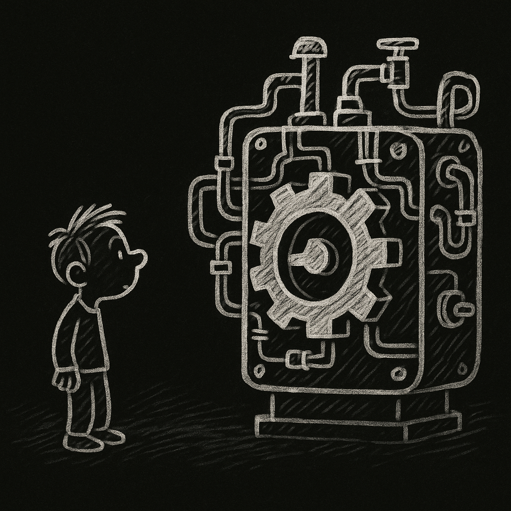 Technician looking on machinery